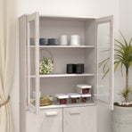 Top for Highboard"HAMAR" White 85x35x100 cm Solid Wood Pine