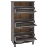 Shoe Cabinet "HAMAR" Light Grey 59.5x35x117 cm Solid Wood Pine