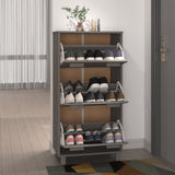 Shoe Cabinet "HAMAR" Light Grey 59.5x35x117 cm Solid Wood Pine