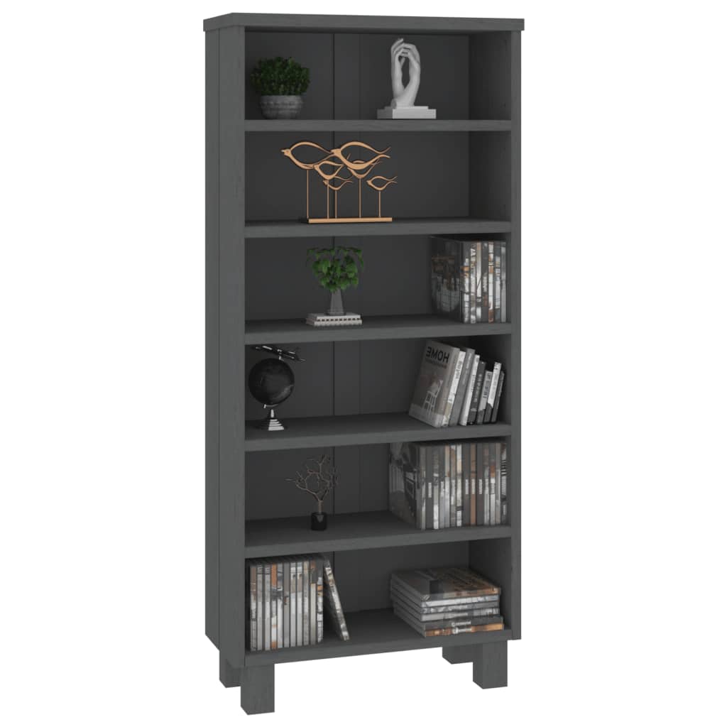 CD Cabinet "HAMAR" Dark Grey 45x18x100 cm Solid Wood Pine