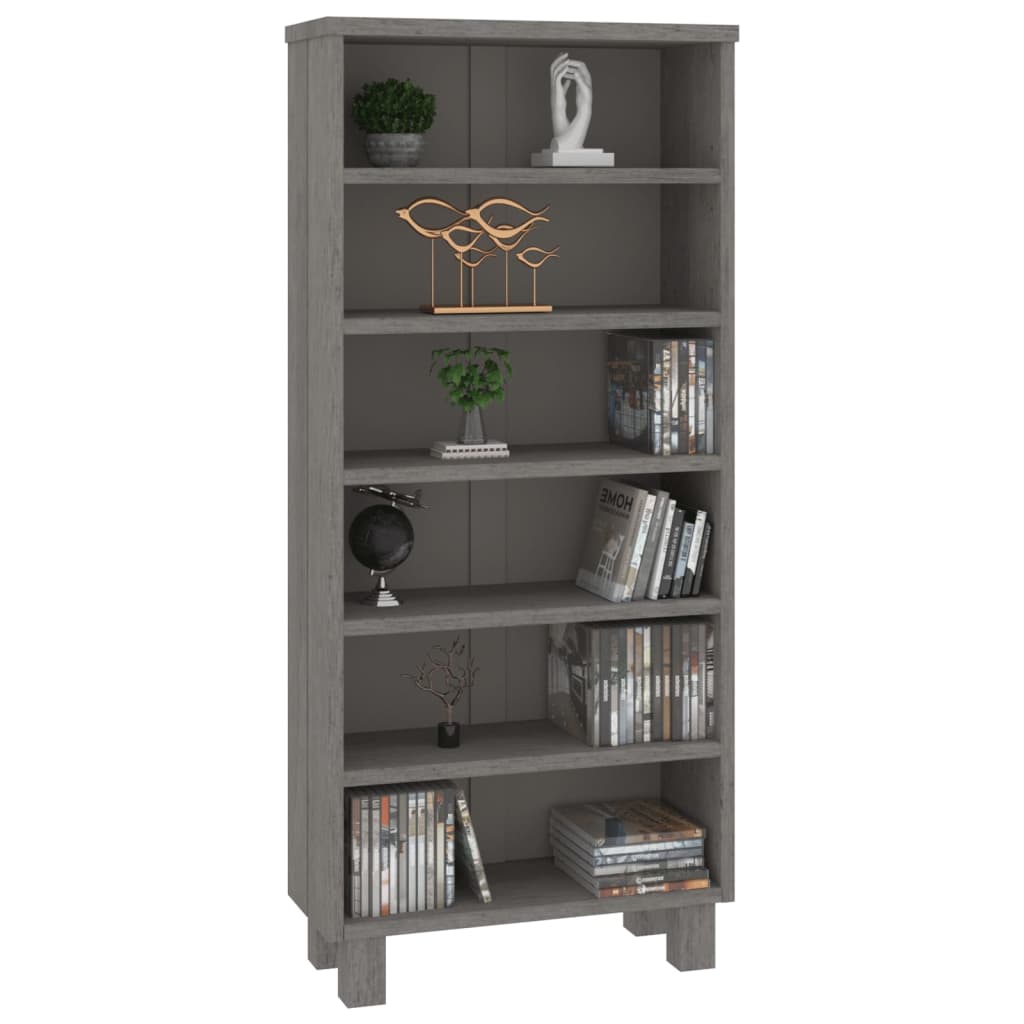 CD Cabinet "HAMAR" Light Grey 45x18x100 cm Solid Wood Pine
