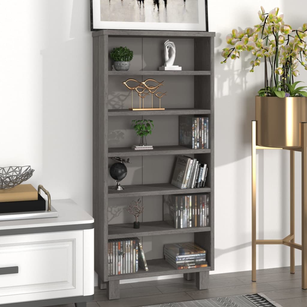 CD Cabinet "HAMAR" Light Grey 45x18x100 cm Solid Wood Pine