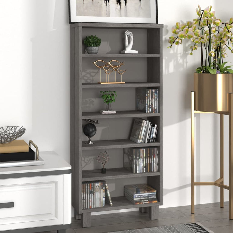 CD Cabinet "HAMAR" Light Grey 45x18x100 cm Solid Wood Pine