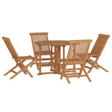 5 Piece Folding Outdoor Dining Set Solid Wood Teak - Side View