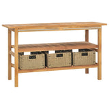 Bathroom Vanity Cabinet with Black Marble Sinks Solid Wood Teak - Top-Down View