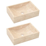 Bathroom Vanity Cabinet with Cream Marble Sinks Solid Wood Teak - Extra Image