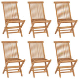 Folding Garden Chairs 6 pcs Solid Wood Teak