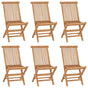 Folding Chairs 6 pcs Solid Teak Wood