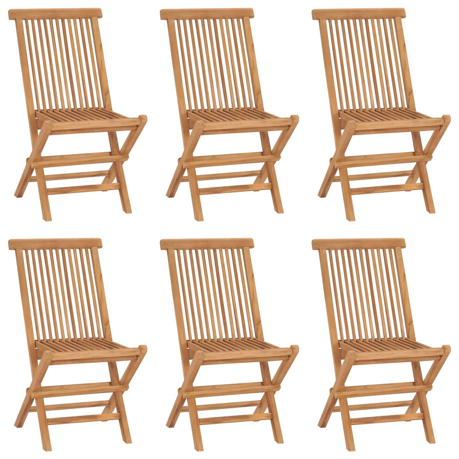 Folding Chairs 6 pcs Solid Teak Wood