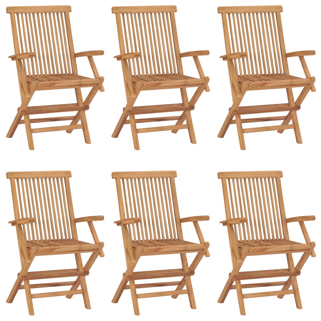 Folding Garden Chairs 6 pcs Solid Wood Teak