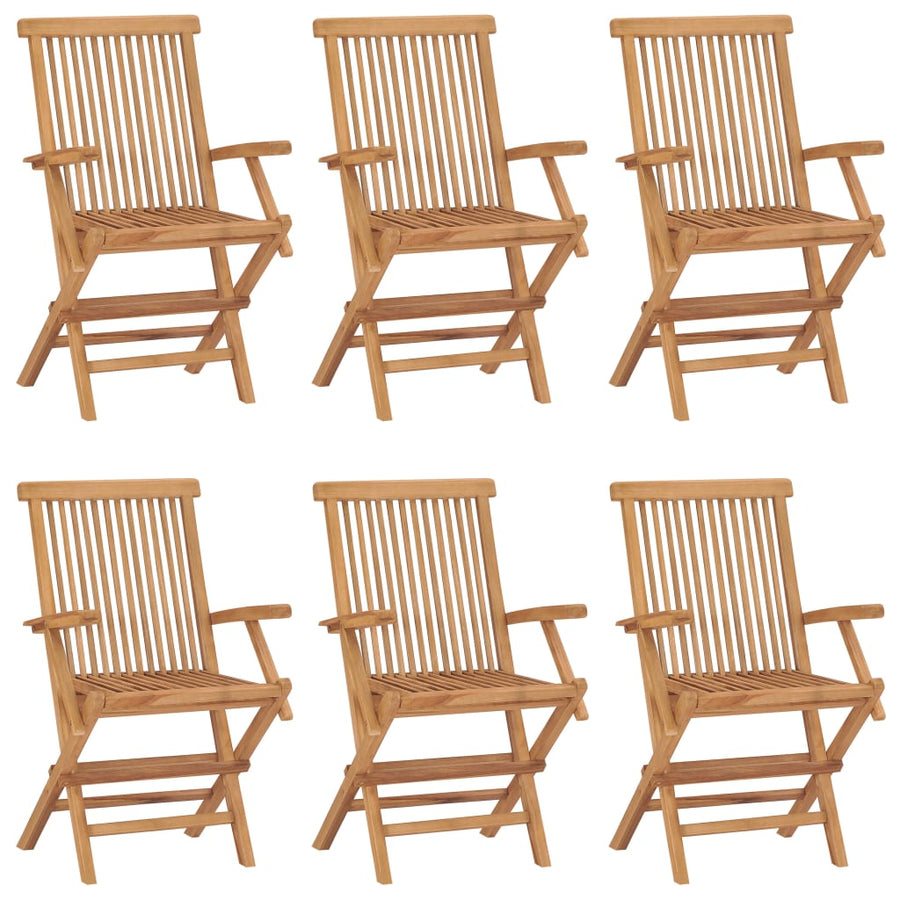 Folding Chairs 6 pcs Solid Teak Wood