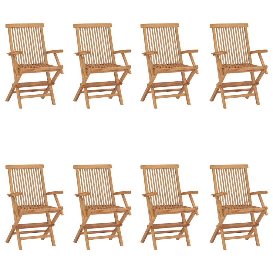 Folding Chairs 8 pcs Solid Teak Wood