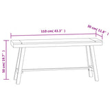 Bench 110 cm Solid Wood Teak - Rear View