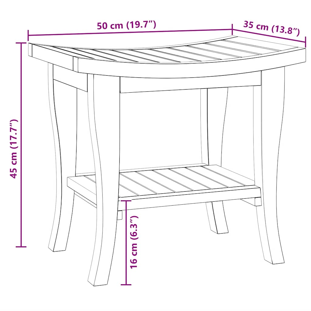 Bathroom Side Table 50x35x45 cm Solid Wood Teak