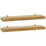 Wall Shelves 2 pcs 60x15x4 cm Solid Wood Teak - Front View