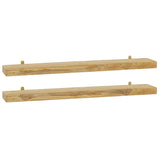 Wall Shelves 2 pcs 90x15x4 cm Solid Wood Teak - Front View