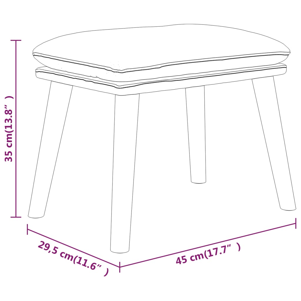 Footstool Light Grey 45x29.5x35 cm Fabric