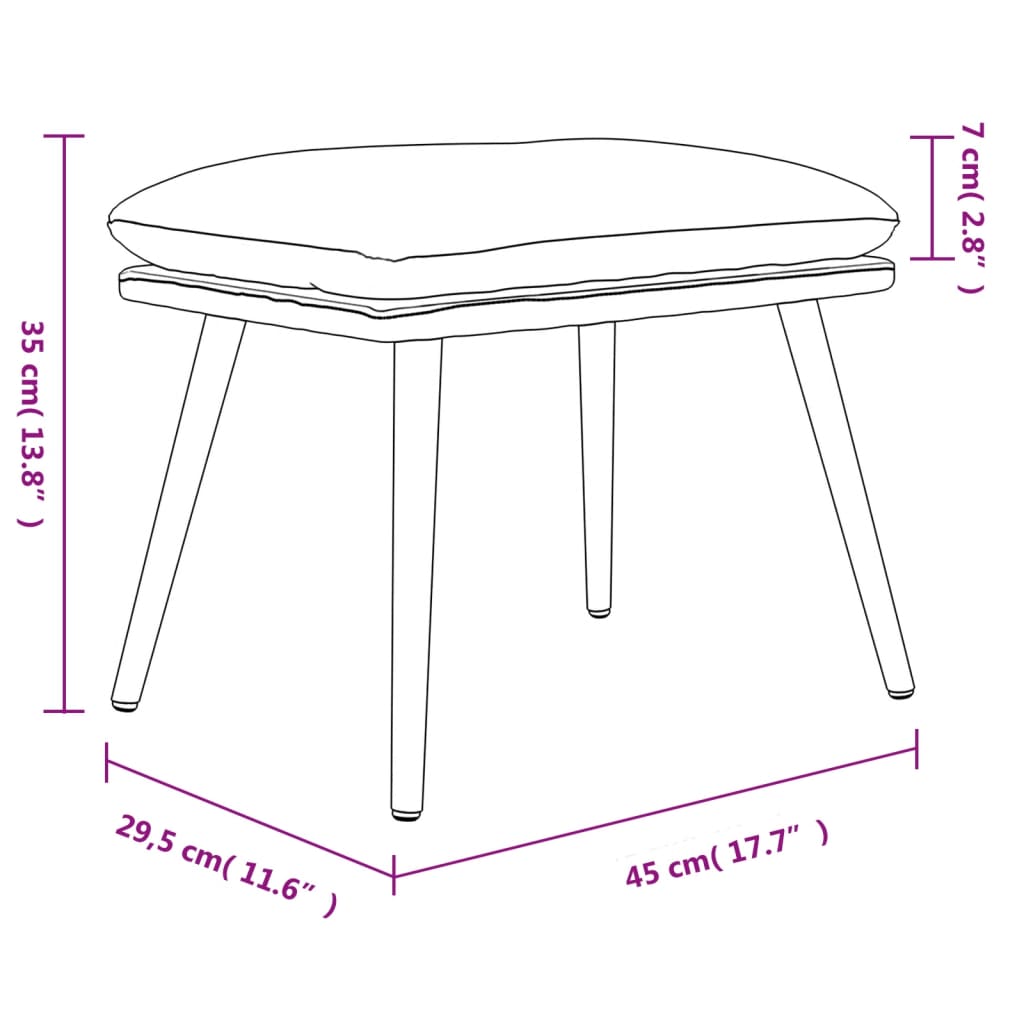 Footstool Light Grey 45x29.5x35 cm Velvet