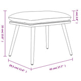Footstool Light Grey 45x29.5x35 cm Velvet - Rear View