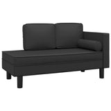 Chaise Lounge with Cushions and Bolster Black Faux Leather - Front View