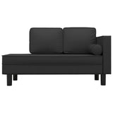 Chaise Lounge with Cushions and Bolster Black Faux Leather - Side View