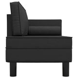 Chaise Lounge with Cushions and Bolster Black Faux Leather - Top-Down View