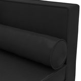 Chaise Lounge with Cushions and Bolster Black Faux Leather - Close-Up Angle