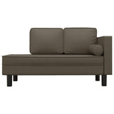 Chaise Lounge with Cushions and Bolster Grey Faux Leather - Side View