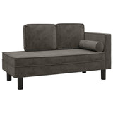 Chaise Lounge with Cushions and Bolster Dark Grey Velvet - Front View