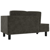 Chaise Lounge with Cushions and Bolster Dark Grey Velvet - 45-Degree Angle