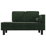 Chaise Lounge with Cushions and Bolster Dark Green Velvet