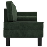 Chaise Lounge with Cushions and Bolster Dark Green Velvet - Top-Down View