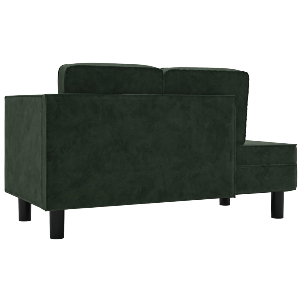 Chaise Lounge with Cushions and Bolster Dark Green Velvet