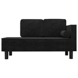 Chaise Lounge with Cushions and Bolster Black Velvet - Side View