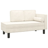 Chaise Lounge with Cushions and Bolster Cream Velvet