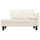 Chaise Lounge with Cushions and Bolster Cream Velvet