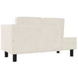 Chaise Lounge with Cushions and Bolster Cream Velvet - 45-Degree Angle