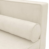 Chaise Lounge with Cushions and Bolster Cream Velvet - Close-Up Angle