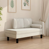 Chaise Lounge with Cushions and Bolster Cream Velvet