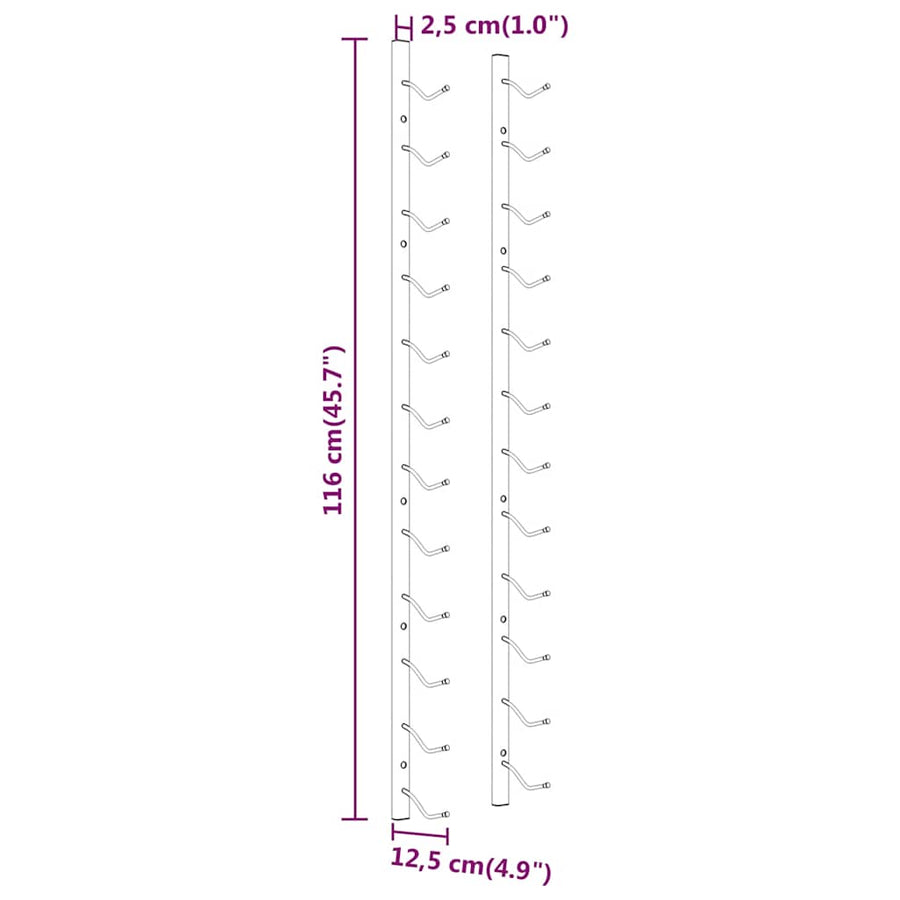 Wall Mounted Wine Rack for 12 Bottles White Iron