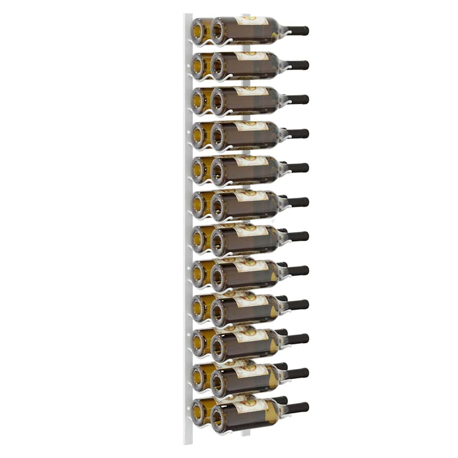 Wall Mounted Wine Rack for 24 Bottles 2 pcs White Iron