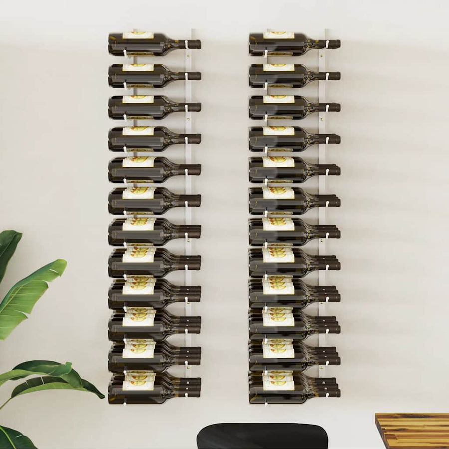 Wall Mounted Wine Rack for 36 Bottles 2 pcs White Iron