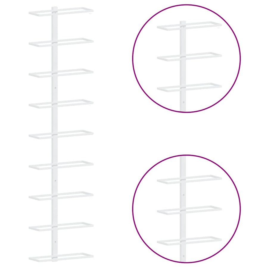 Wall-mounted Wine Rack for 9 Bottles 2 pcs White Iron