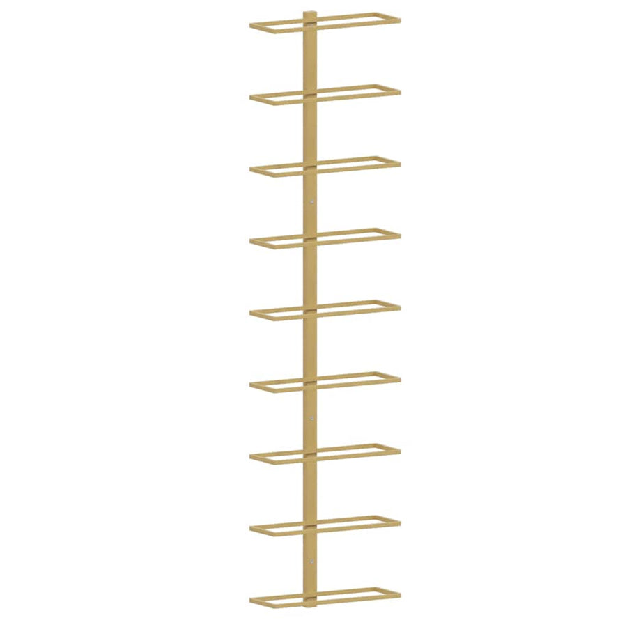Wall-mounted Wine Rack for 9 Bottles 2 pcs Gold Iron