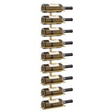 Wall-mounted Wine Rack for 9 Bottles 2 pcs Gold Iron - 45-Degree Angle