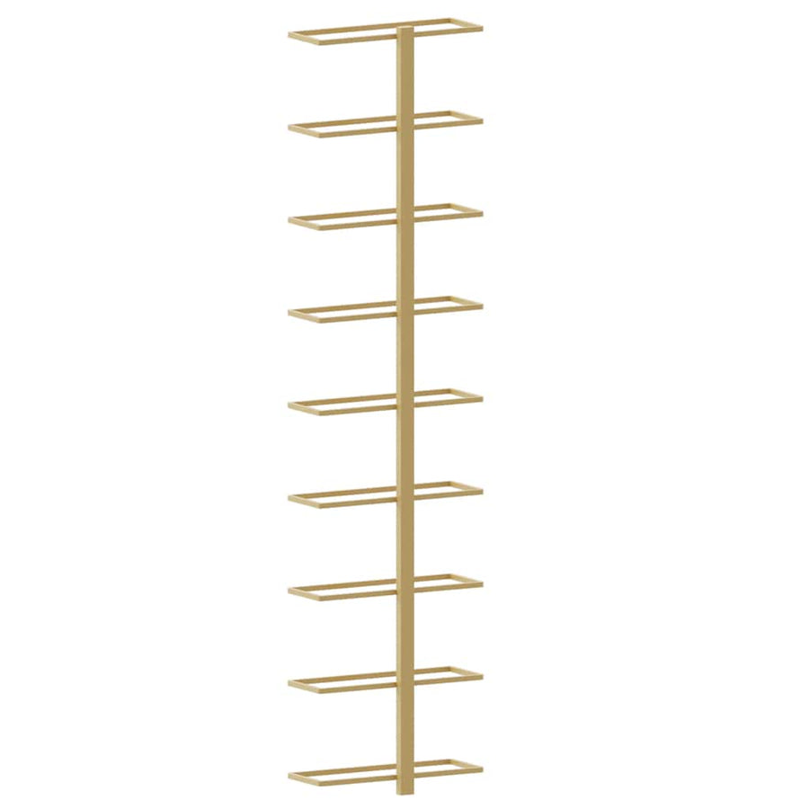 Wall-mounted Wine Rack for 9 Bottles 2 pcs Gold Iron
