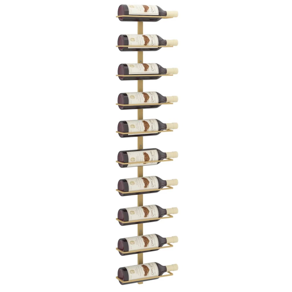 Wall-mounted Wine Rack for 10 Bottles Gold Metal