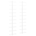 Wall-mounted Wine Rack for 10 Bottles 2 pcs White Metal