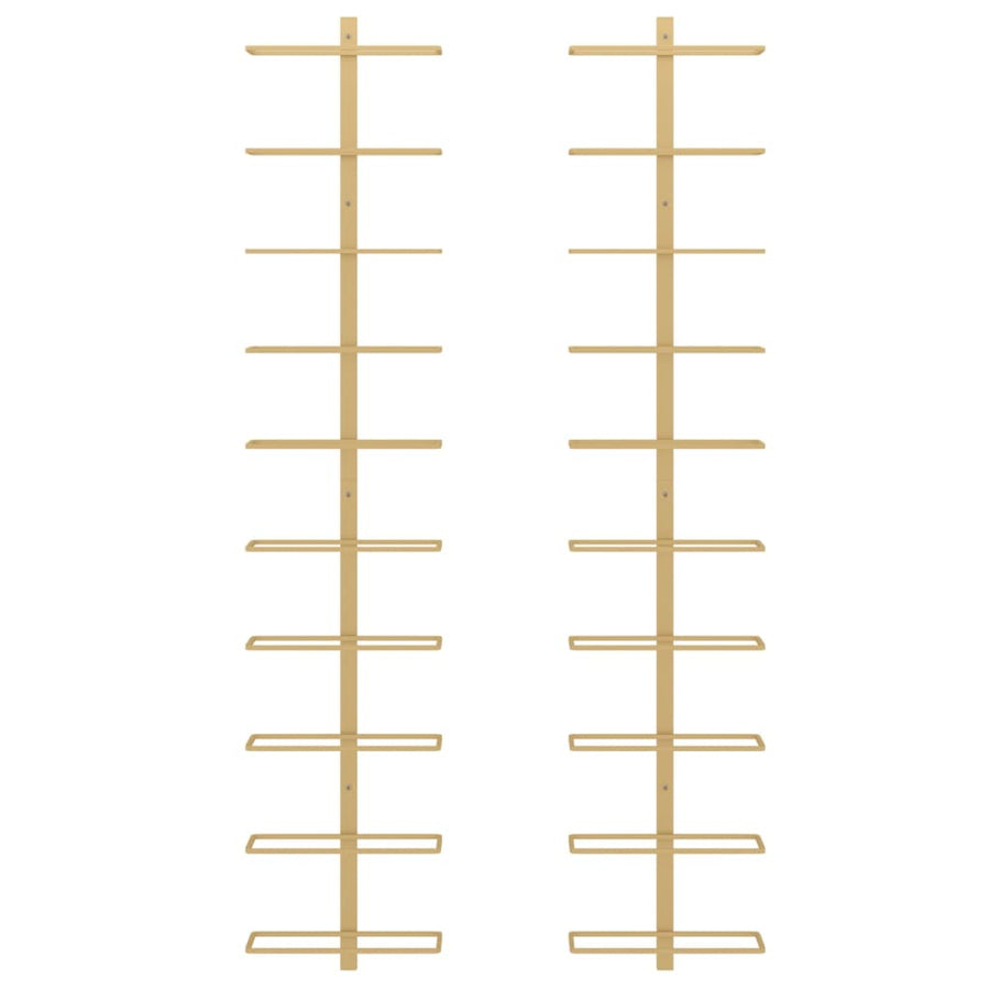 Wall-mounted Wine Rack for 10 Bottles 2 pcs Gold Metal