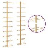 Wall-mounted Wine Rack for 10 Bottles 2 pcs Gold Metal - 45-Degree Angle